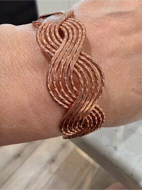Woven Metallic Copper-Tone Women's Bracelet